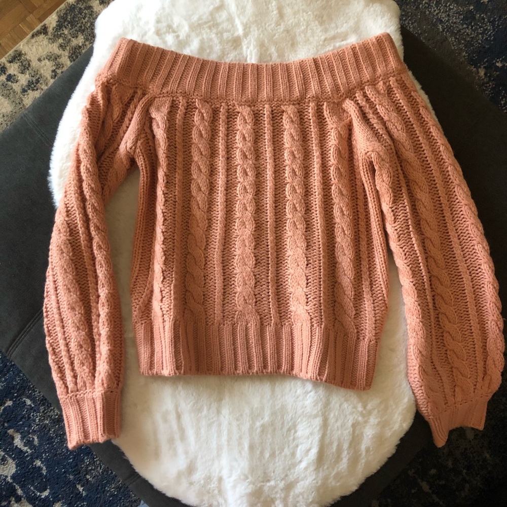 Pink Cold Shoulder Sweater Top - Size Small
